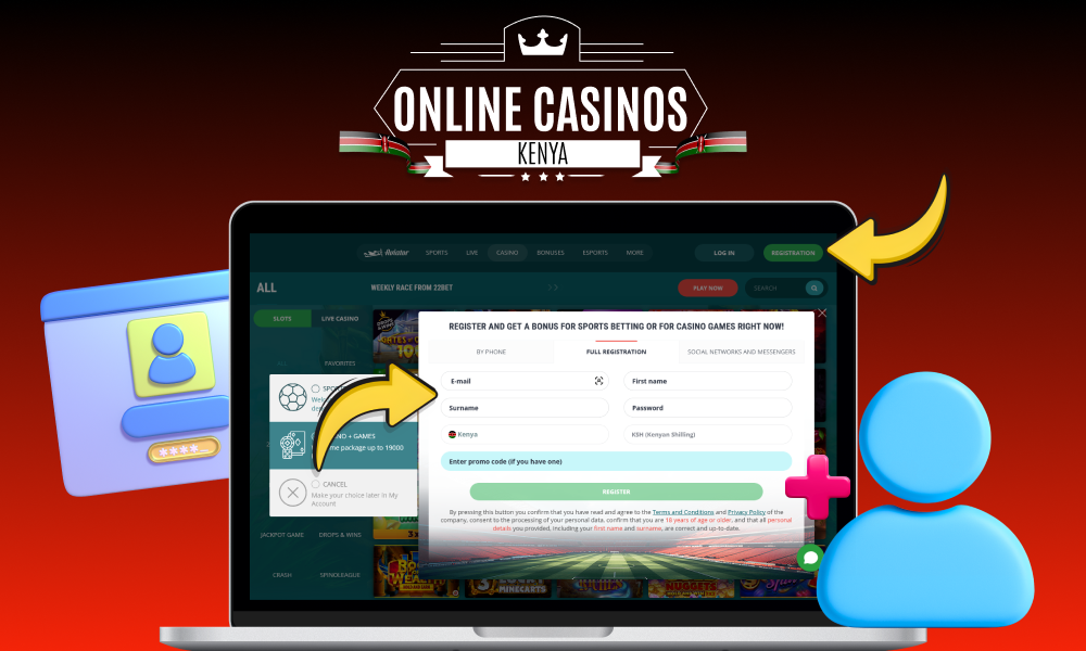 To register at an online casino in Kenya, players need to fill in their personal details and create a password